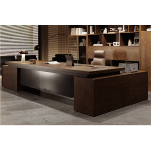 Pine and Ashwood Minimalist Modern Executive Desk (CEO Desk) Single Office Chair Set